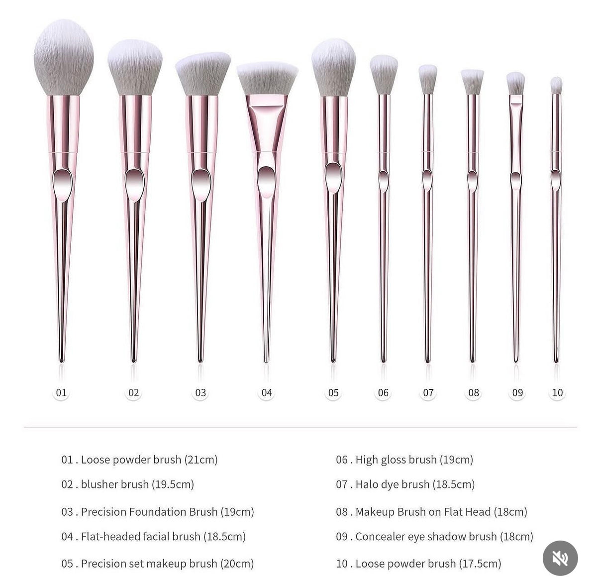 10 Piece Rose Gold Brush Set
