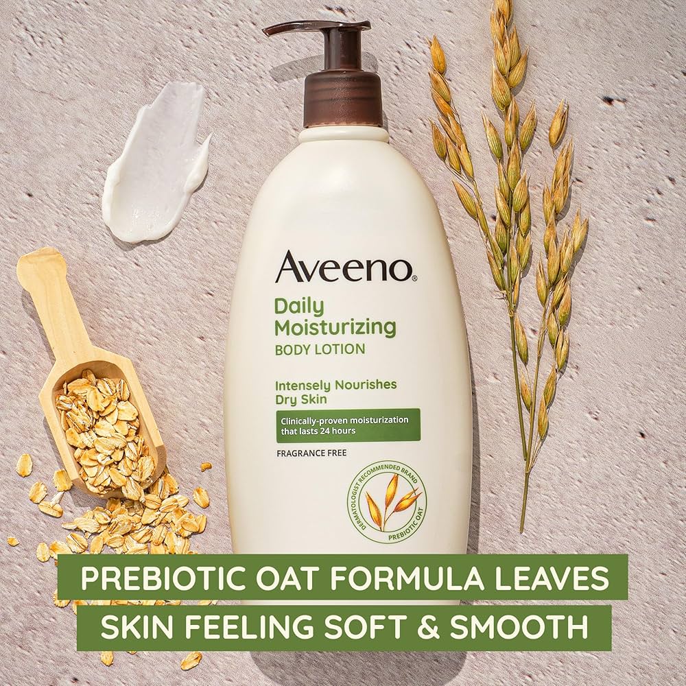Aveeno Daily Moisturizing Body Lotion with Soothing Prebiotic Oat Fragrance-Free 24fl oz