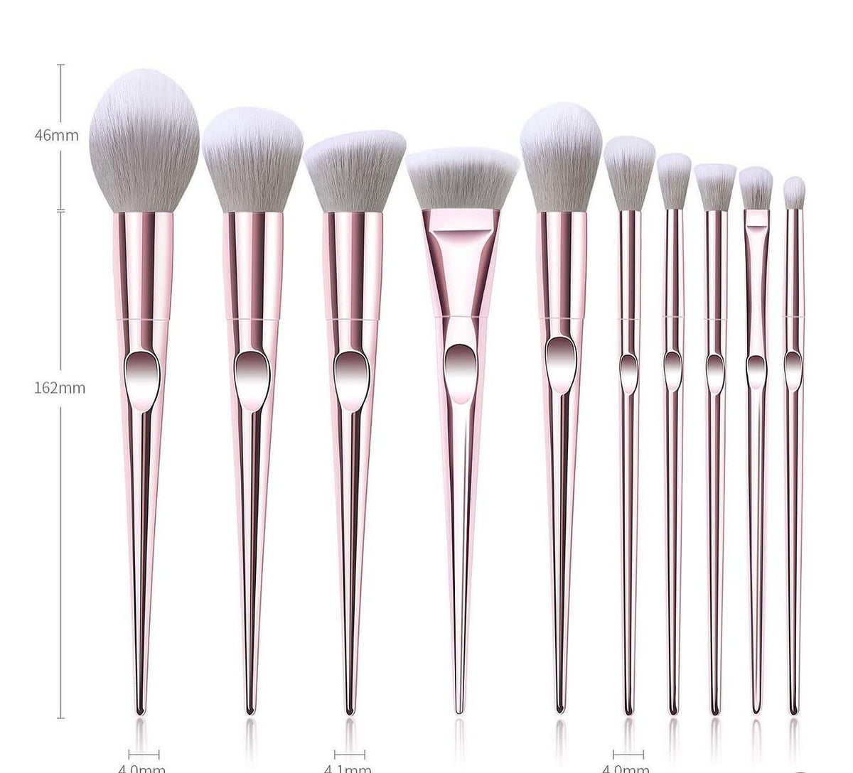 10 Piece Rose Gold Brush Set