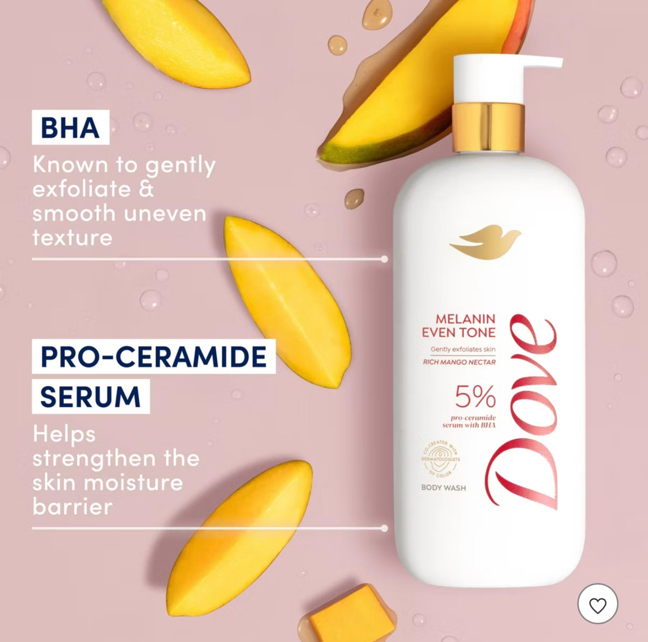 Dove Serum Body Wash - 5% Pro-Ceramide Serum with BHA - Melanin Even Tone - 18.5 fl oz