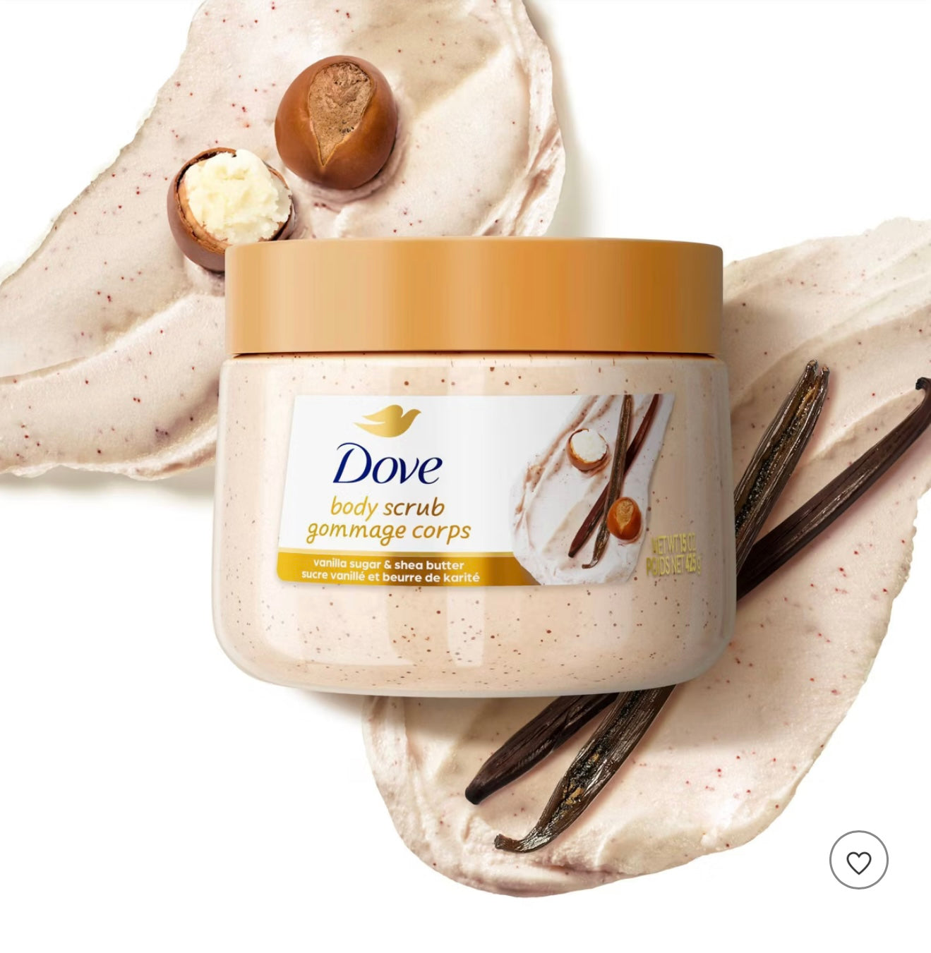 Dove Beauty Exfoliating Body Scrub - Vanilla Sugar & Shea Butter - 15oz