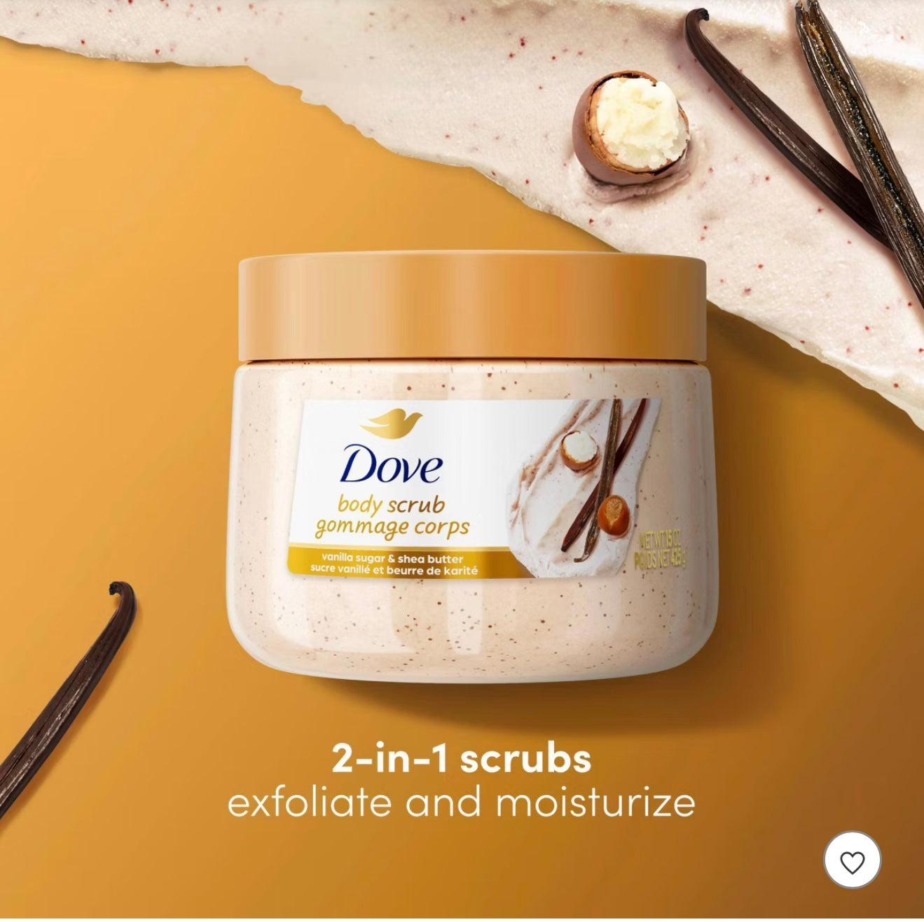 Dove Beauty Exfoliating Body Scrub - Vanilla Sugar & Shea Butter - 15oz
