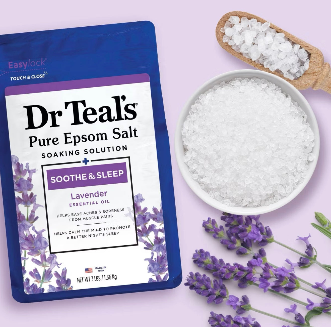 Dr Teal's Epsom Salt Magnesium Soak - Soothe & Sleep with Lavender