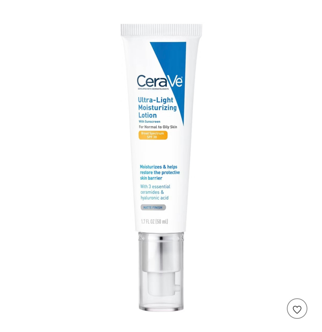 CeraVe Ultra-Light Face Lotion Moisturizer with Sunscreen - SPF 30