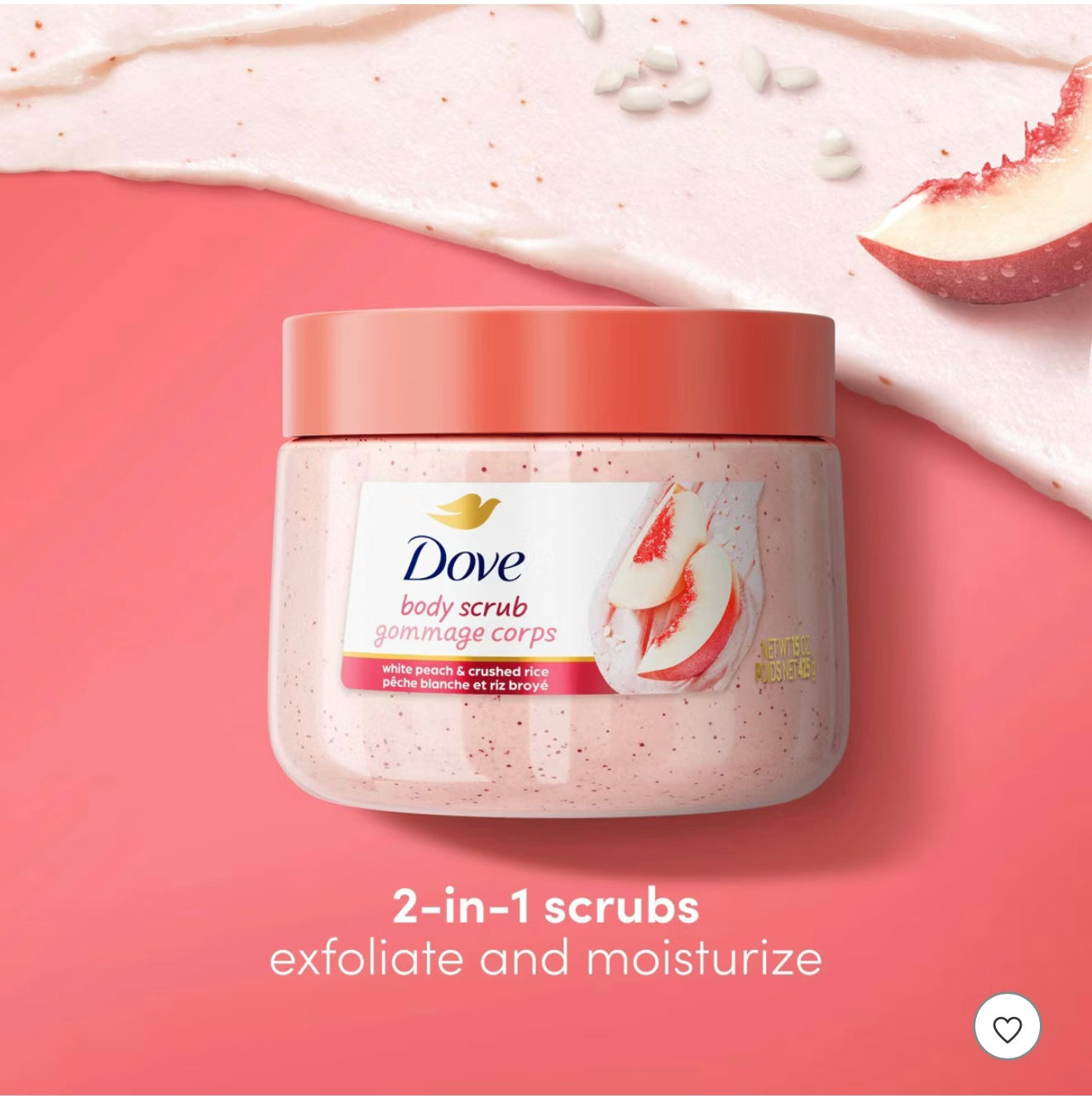 Dove Beauty Exfoliating Body Scrub - White Peach & Crushed Rice 15oz