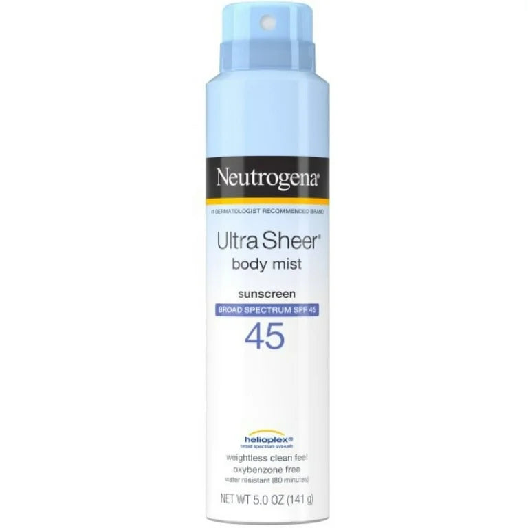 Neutrogena Ultra Sheer Body Mist Sunscreen Spray with Broad Spectrum SPF 45 5.0 oz
