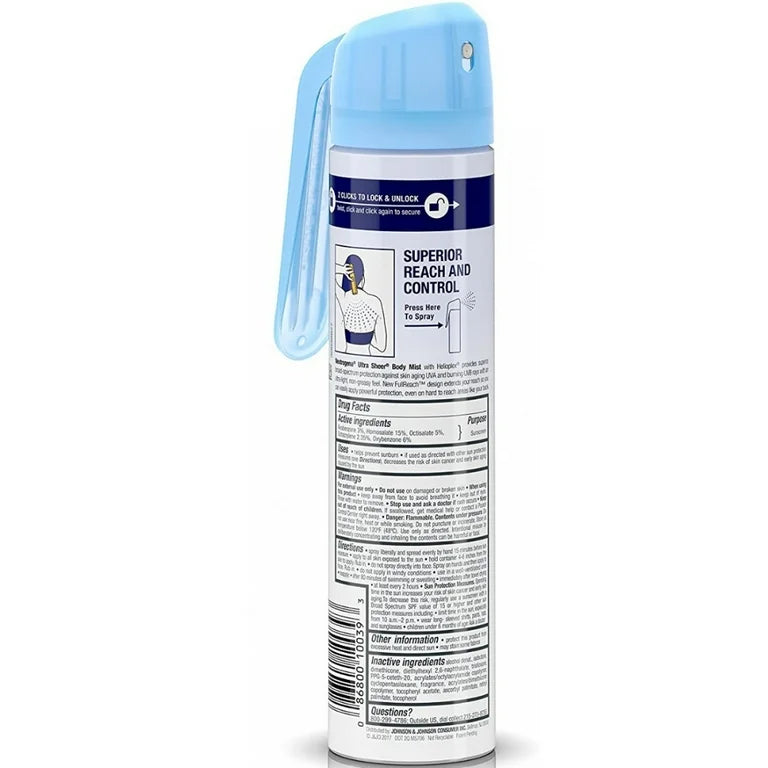 Neutrogena Ultra Sheer Body Mist Sunscreen Spray with Broad Spectrum SPF 45 5.0 oz