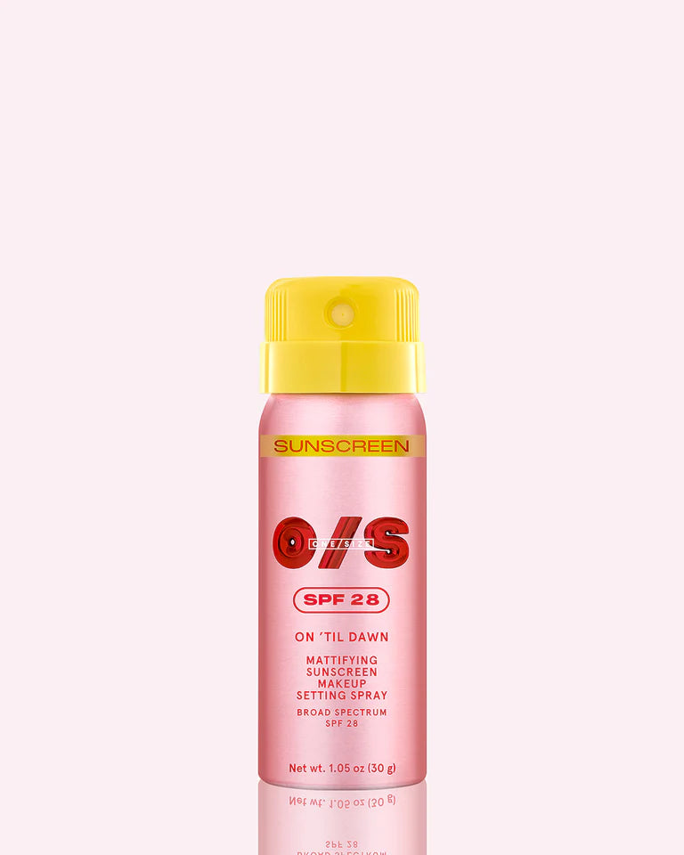 One size ON ‘TIL DAWN
MATTIFYING SUNSCREEN MAKEUP SETTING SPRAY SPF 28 TRAVEL-SIZED