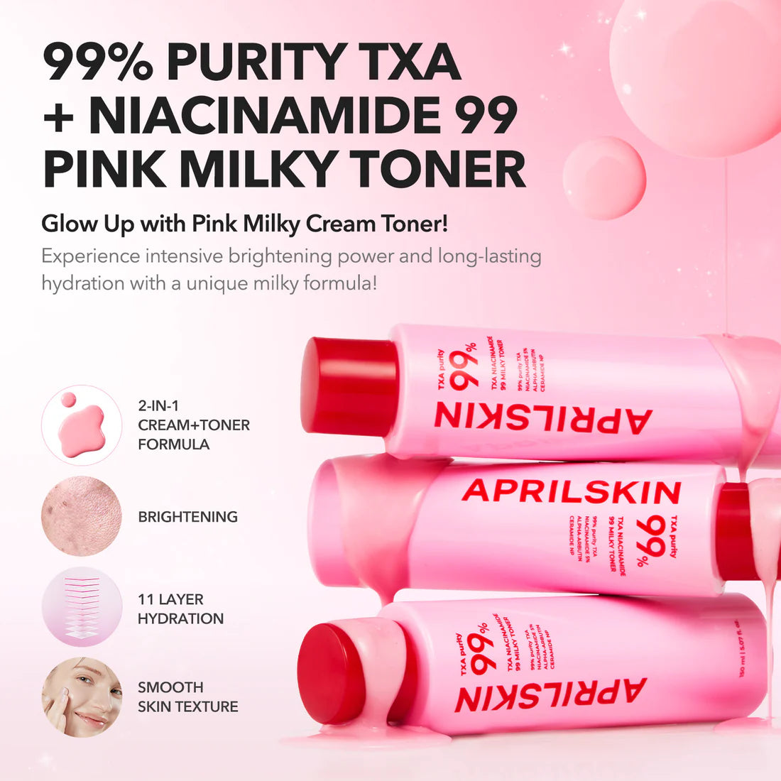 APRIL SKIN TXA+Niacinamide 99 Pink Milky Toner