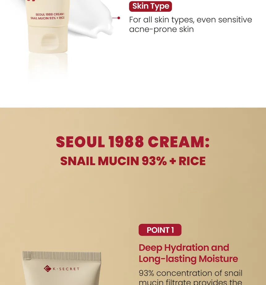 SEOUL 1988 Cream : Snail Mucin 93% + Rice