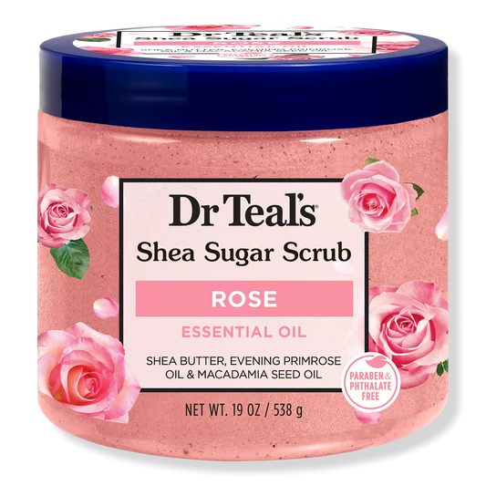 Dr Teal’s Shea Sugar Scrub with Rose Essential Oil & Macadamia Oil 19oz